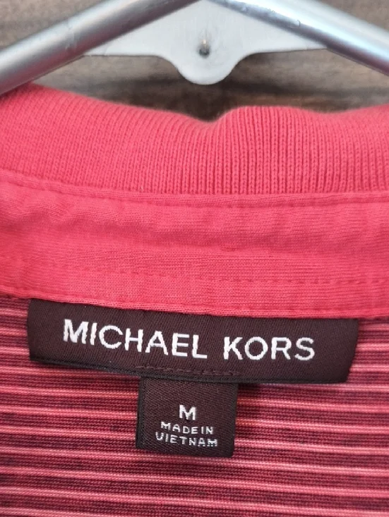 Michael Kors Men's Red Striped Polo Shirt Size Medium 100% Cotton - Picture 2 of 5